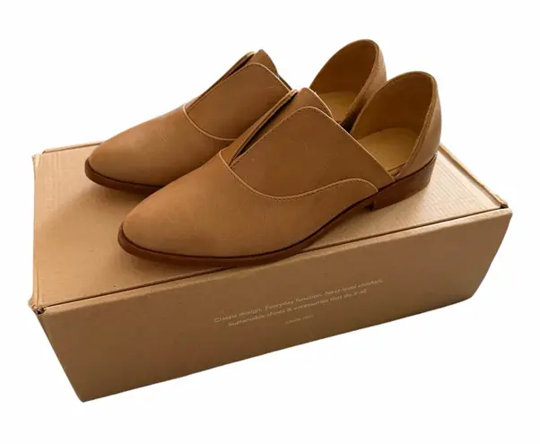 NEW Nisolo Flat Shoes Emma D'Orsay Oxford Almond Leather Sz 6 Luxury Minimalist Tan