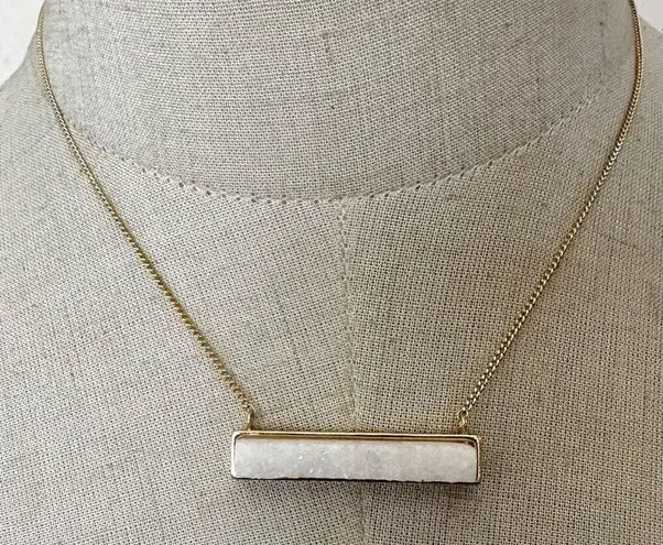 Luna Norte white druzy bar pendant necklace Gold