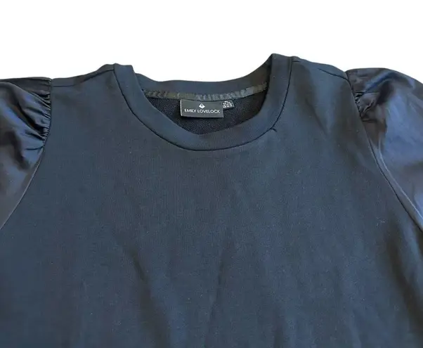 Emily Lovelock Wo's Molly Black Blouse Shirt Top Eyelet Sleeves Size XL Women's