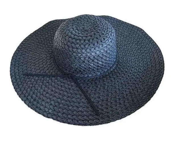 Women’s Wide Brim Hat With Bow Breathable Sunscreen Travel Sunshade Foldable Black