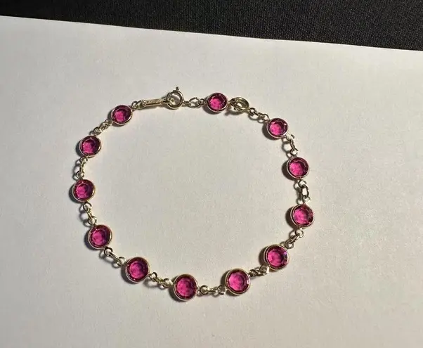 Swavorski Women’s Swarovski Crystal Gold Tone Pink Tennis Bracelet With Extension