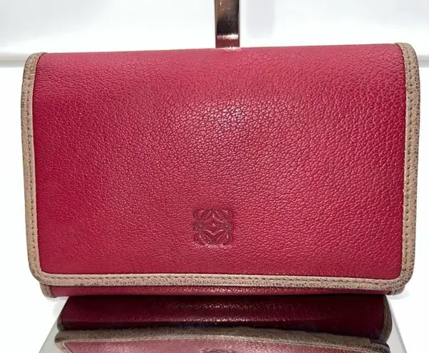 Loewe  Lambskin Wallet‎ with Lock on Zipper pull Red and Purple Interior thumbnail 1