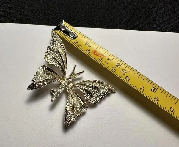 Vintage Rhinestone Butterfly Insect Signed Gerry’s Gold Tone Brooch Pin