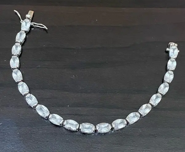 Sterling Silver Vintage FAS 925 Stamped CZ Cubic Zirconia Tennis Bracelet