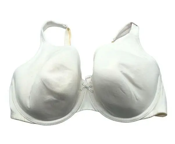 Cacique Lightly Lined Full Coverage Bra White Cotton & Spandex 44DD