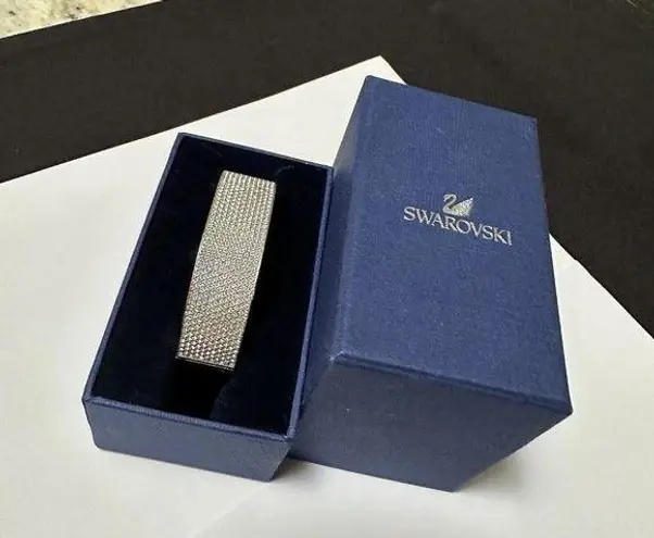 Swavorski Swarovski Crystal Cuff Bracelet Silver Tone 6 3/4 Inch With Original Box