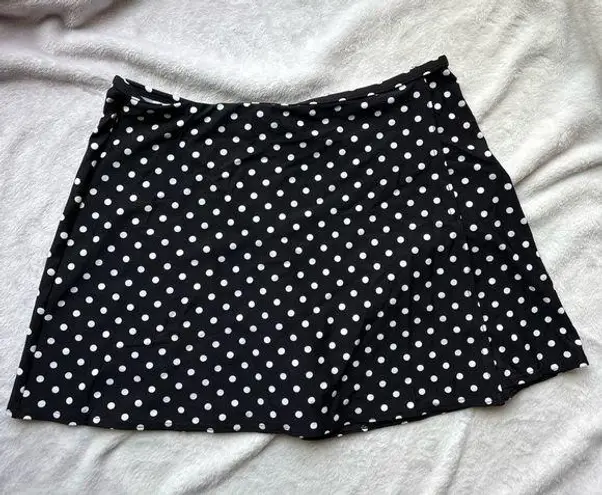 Anne cole Collection Black and White Polka Dot Wrap Mini Skirt