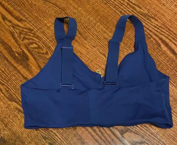 Girlfriend Collective  Navy Zip Front Sports Bra