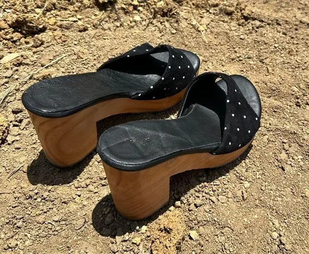 Los Angeles Apparel Platform slip on sandal slide 100% leather casual coastal hippie California