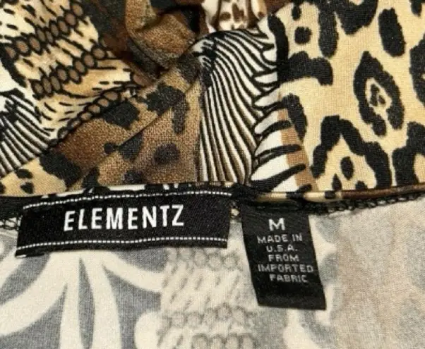 Elementz Maxi Dress Sz M Sleeveless Multi color animal print Brown Beach summer