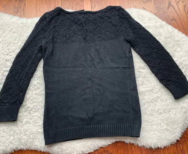 Wet Seal Black Crochet Sweetheart Neckline Fitted Sweater