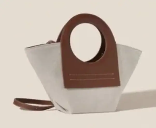 Hereu Cala Mini Canvas Leather Tote Crossbody Brown