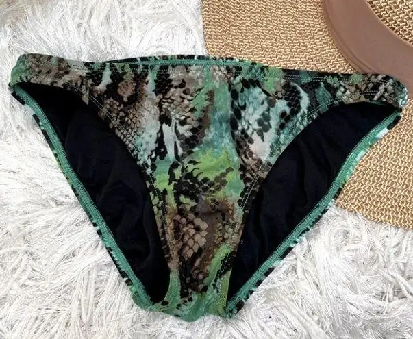 Women’s Python Print Low Rise Bikini Swimwear Bottoms