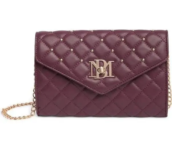 Badgley Mischka Plum Diamond Quilt Convertible Envelope Crossbody Bag $129 NEW