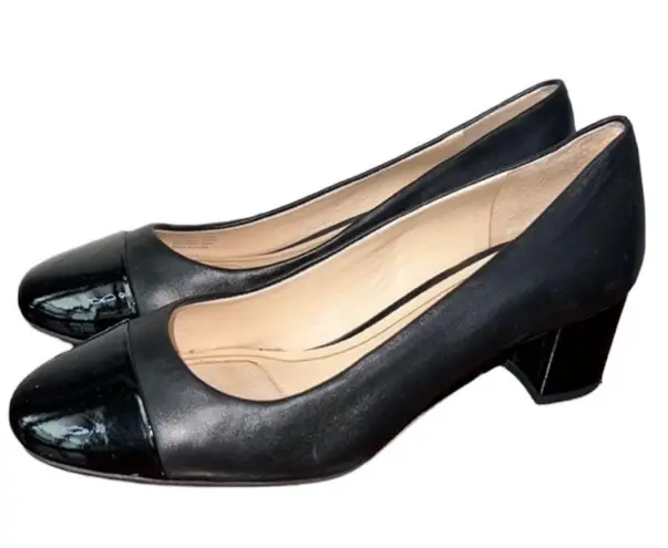 Alex Marie Black Leather Block Heel shoes Size 6.5