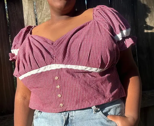 Gingham babydoll top Red Size XXL