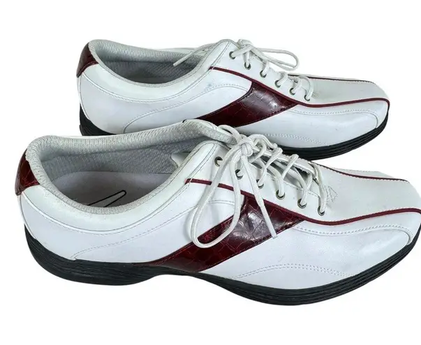 Callaway Calloway White Maroon Leather Upper Lace Up Rubber Sole Women's Golf Shoes Sz 9