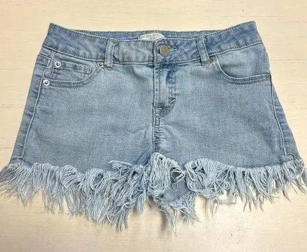 Chelsea and Violet  Girls Lt Denim Fringe Hem Denim Shorts