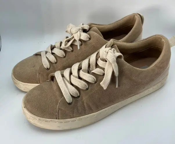 White Raven Women's Tan Suede Sneakers Casual Low Top Lace Up Size 7 Brown