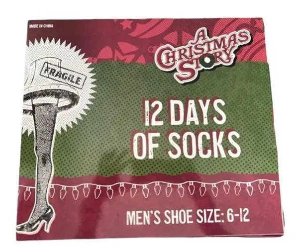 A Christmas Story Advent Calendar 6 Pairs of Crew Socks Mens Shoe Size 6