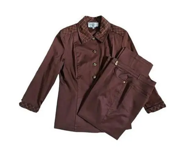 St. John Vintage 1990s Sport Chocolate Brown Quilted Suit Set Blazer Trousers 90s