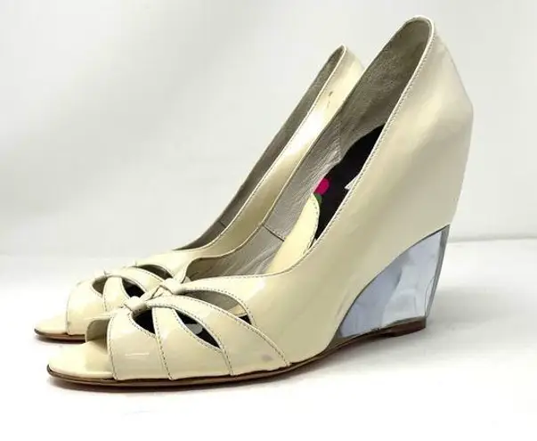 KENZO leather, lucite wedge heels, made in Italy, size 37