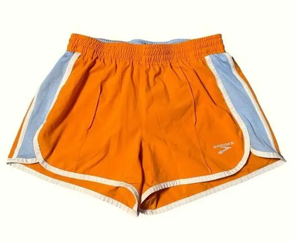 Brooks  Orange and Blue Drawstring Running Shorts