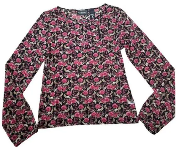 New York & Company Vintage 90s Sheer Witchy Dark Coquette Floral Babydoll Top Purple Size M