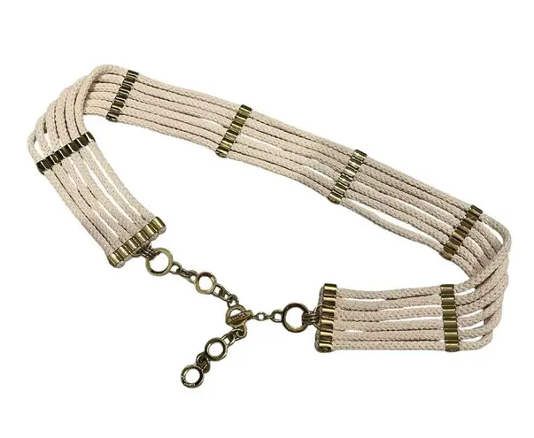 St. John Ivory/Cream 6 Strand Corded Stretch Belt.