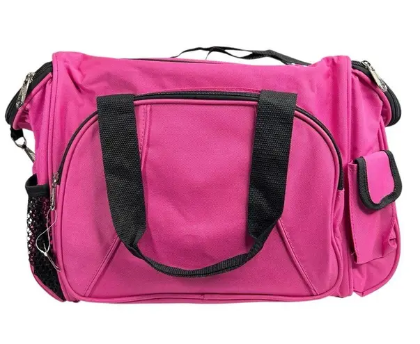 NWT Totes Isotoner Bright Pink Travel Carry On Duffle Bag Luggage Black