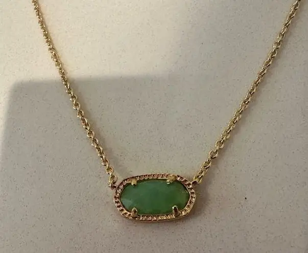 Kendra Scott  Elisa Gold Chain and Chalcedony Jade Green Glass Stone Necklace