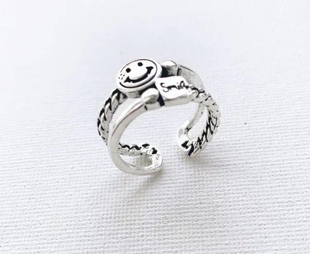 Smiley Face Silver Ring