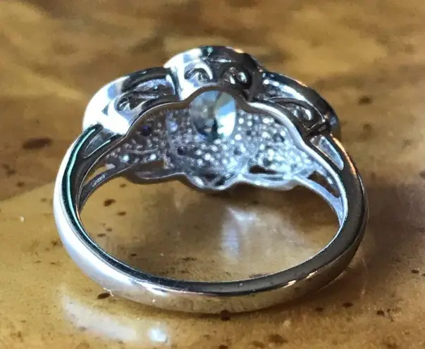 Natural Blue Topaz Blue Sapphire Sterling Silver Ring Size 6