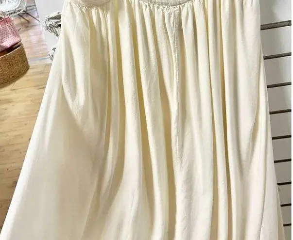 Majorelle Sleeveless Tie Shoulder Pleated Maxi Slip Dress Cream Women's Size M