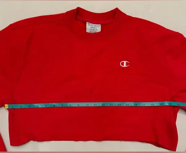 Champion  womens Cropped Crew Neck long sleeve red sweater