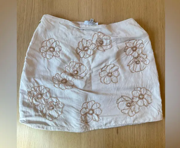 & Other Stories & Other Stories Floral Embroidered beaded Mini Skirt in Cream