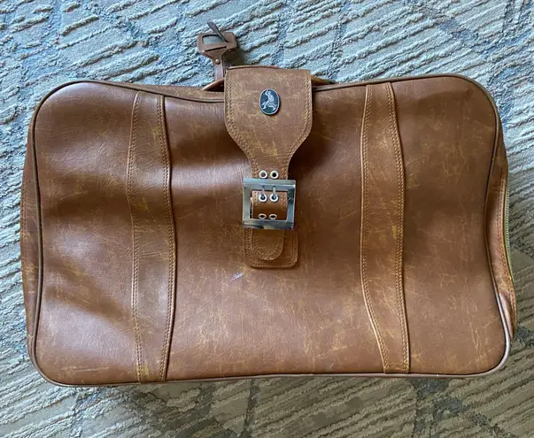 Vintage Brown Leather Mercury Suitcase Luggage