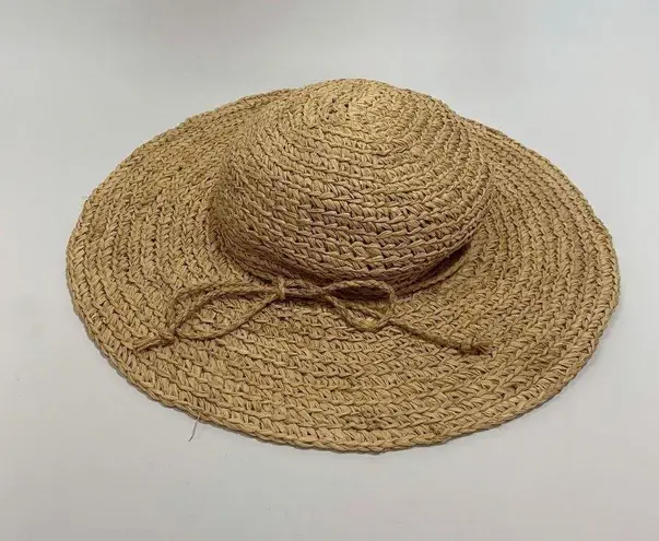 San Diego Womens Eco Friendly Straw Beach Hat Wide Brim Bow Tie OS Brown