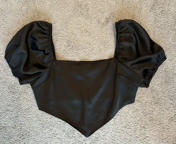 Forever 21 Black Satin Triangle Top Size M