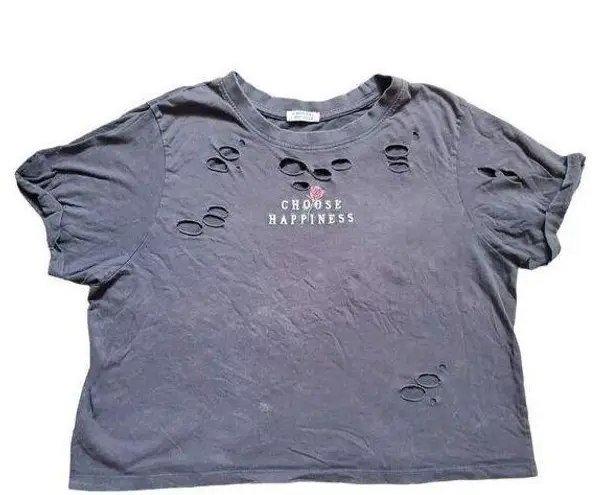 Messy Bun Just Chillin Shirt Women Medium Distressed Pierced Shred Short Sleeves