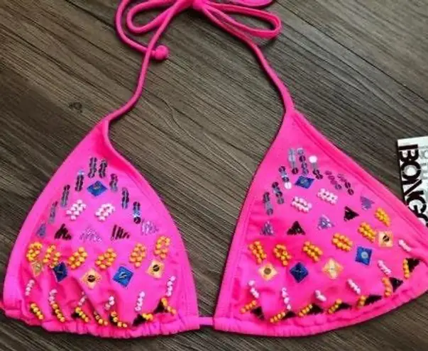 Bongo Pink Zebra Floral Triangle Bikini XL