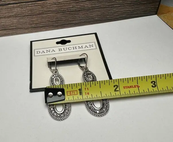 Dana Buchman Silver Tone Rhinestone Dangle Drop Pierced Earrings NWT