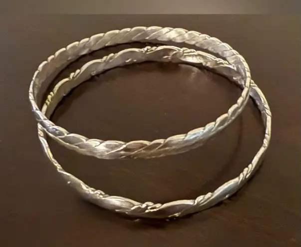 .925 Sterling Silver Braided Bangle Bracelets | Mexico