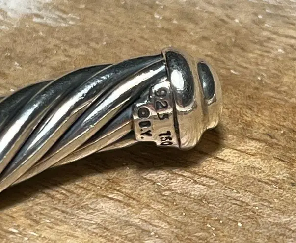 David Yurman Cable Station Bracelet Sterling 18K Yellow Gold & Pavé Diamonds