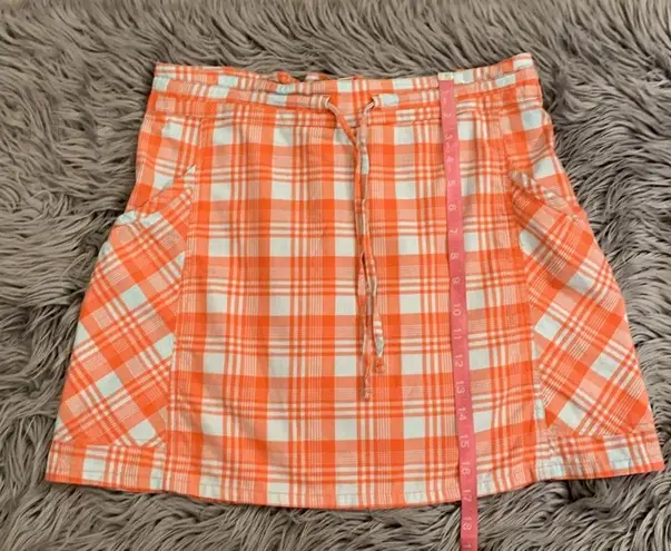 Horny Toad organic cotton plaid mini skirt drawstring elastic waist S