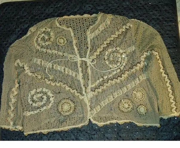 Jessica London Plus Size Boho Hippie Kimono Tassel Brown Cardigan Crochet Beads