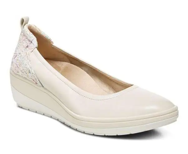 Vionic Jacey Wedge Flats Cream Multicolor Tweed Back Women’s 8.5