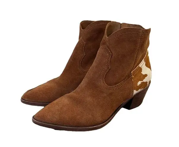 Dolce Vita Senica Suede Western Ankle Boot Bootie Cow Hair Women's Size 9 Brown