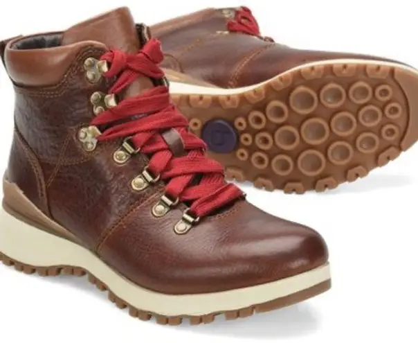 Bionica Womens Dalton red lace up brown leather waterproof hiking boots size 8m