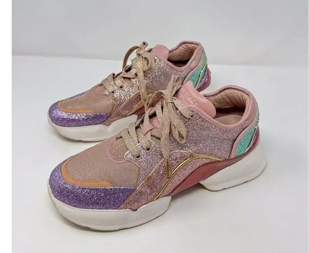 Kate Spade Cloud Womens Shoes Pink Leather Glitter Sneakers Trainer US 10 M